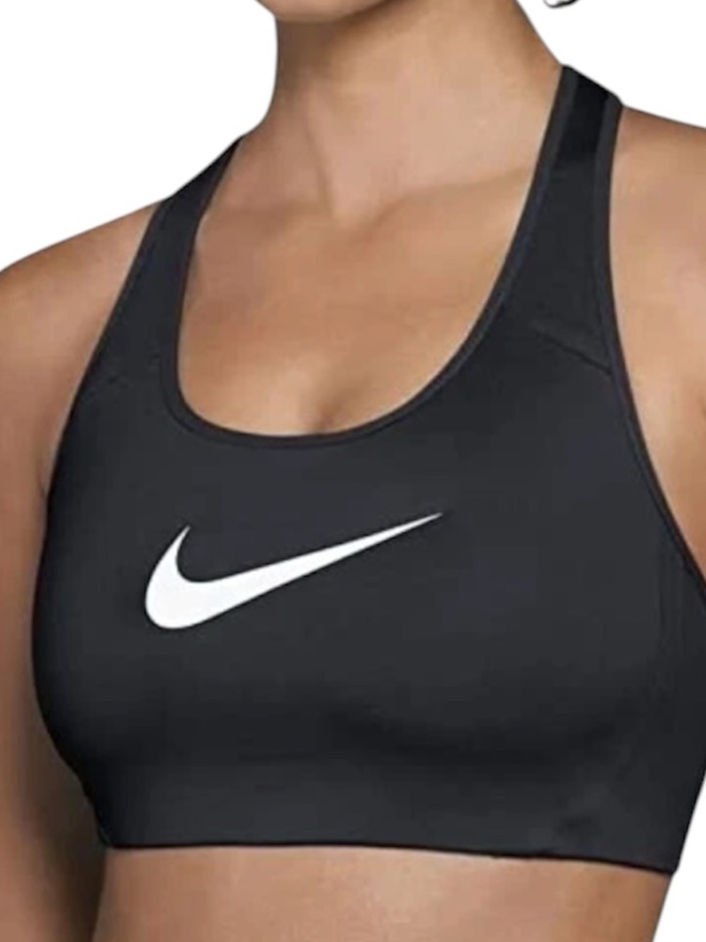 Nike Black Sports Bra with White Swoosh - Racerback Active Support